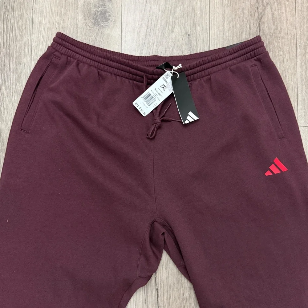 Adidas Joggers Mens 2XL‎ Burgundy Colorblock Multi Sport Fleece Pants 36x28